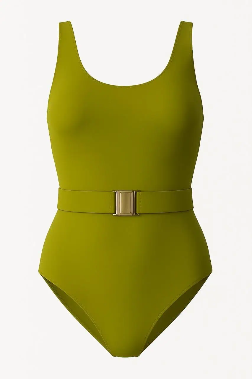 Une pièce symétrique avec ceinture vert