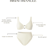Bikini triangle avec anneaux blanc crème
