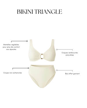 Bikini triangle avec anneaux blanc crème