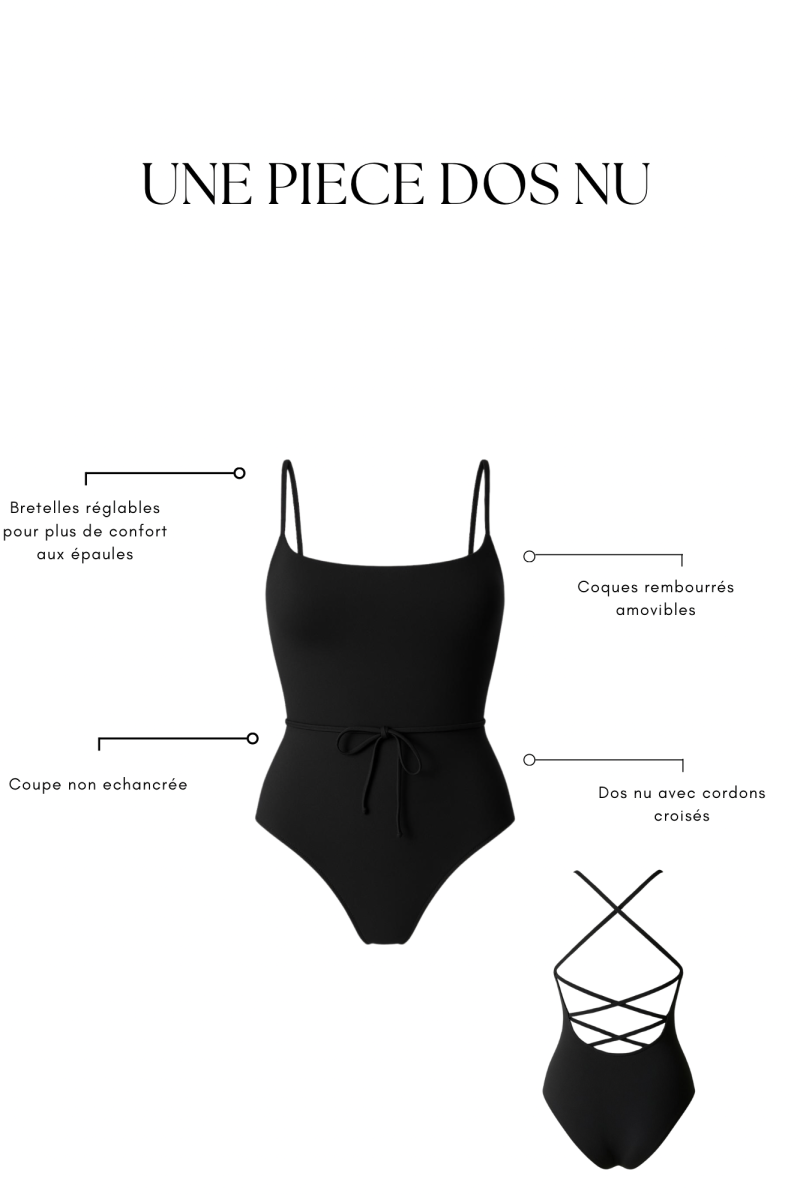Une pièce dos nu à cordons croisés noir