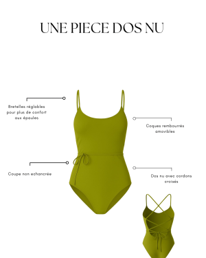 Une pièce dos nu à cordons croisés vert