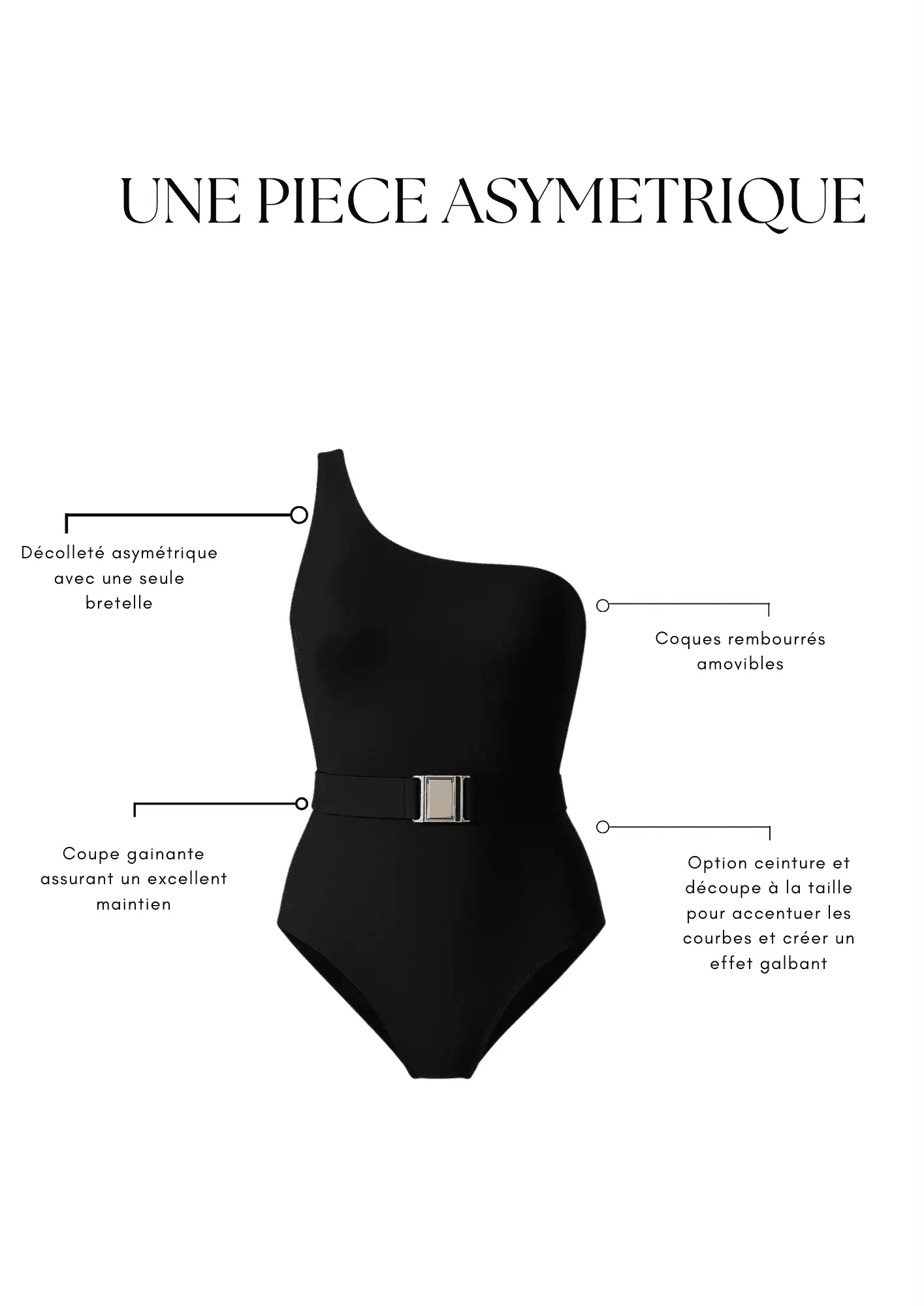 Une pièce asymétrique avec ceinture noir