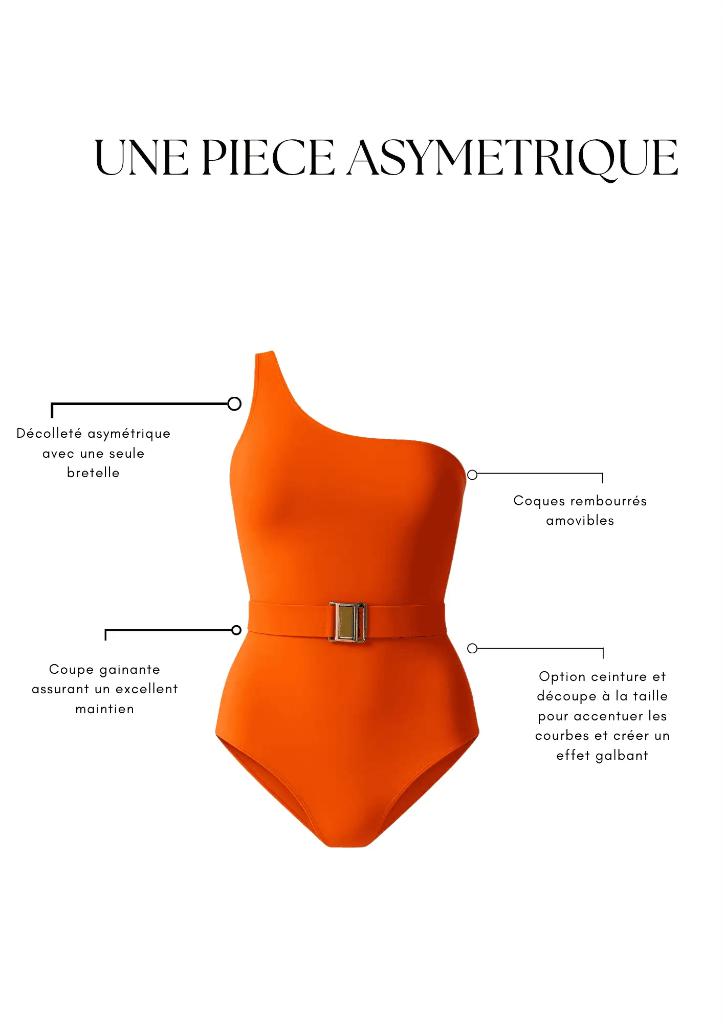 Une pièce asymétrique avec ceinture orange