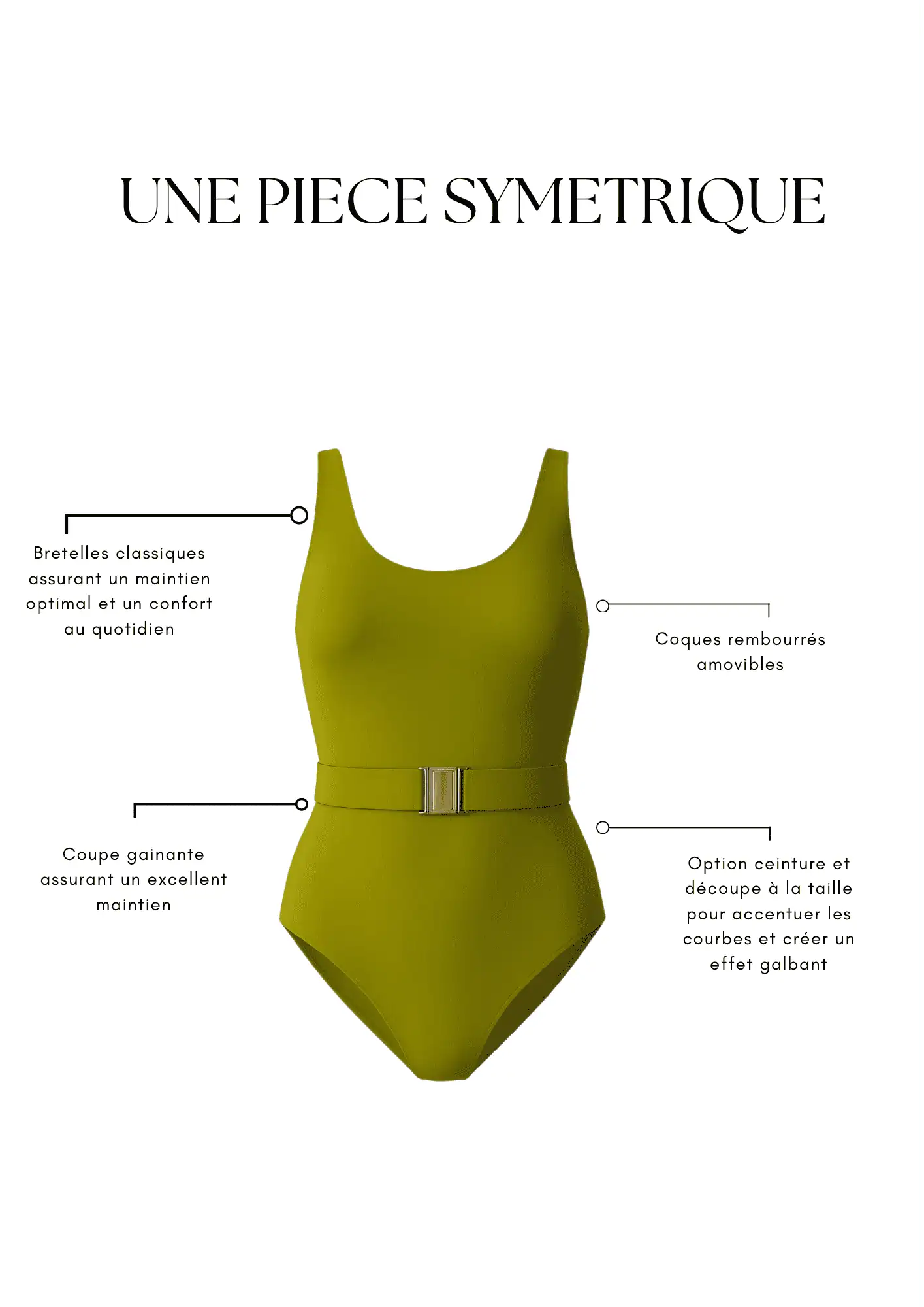 Une pièce symétrique avec ceinture vert