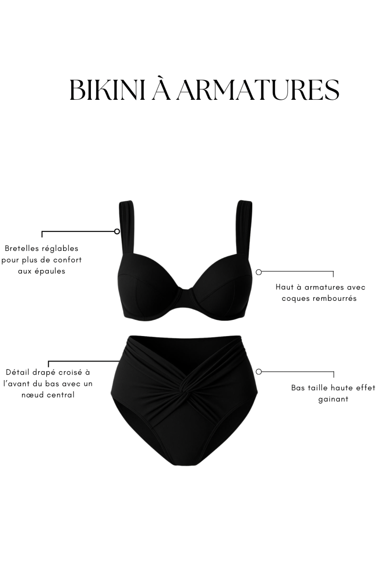 Bikini à armatures noir