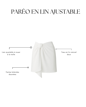 Paréo en lin ajustable blanc