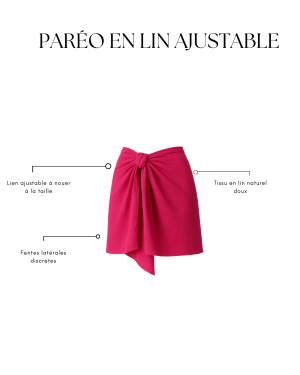 Paréo en lin ajustable rose