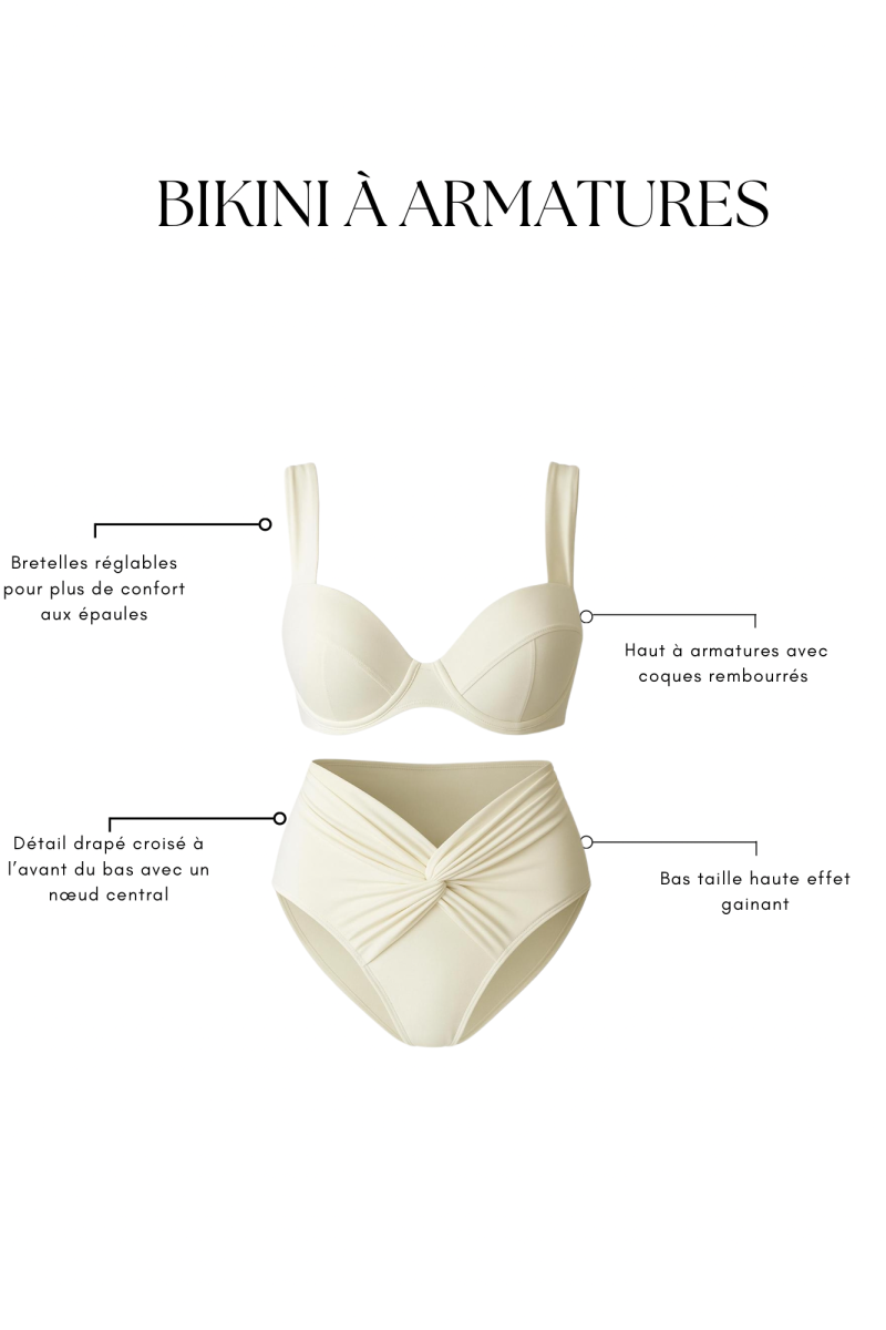 Cream white underwired bikini