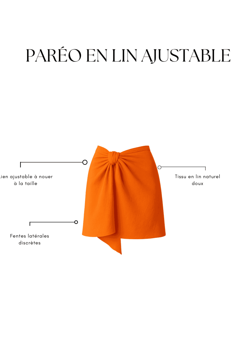 Adjustable orange linen pareo