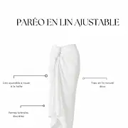 Paréo en lin ajustable blanc