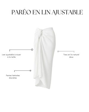 Paréo en lin ajustable blanc
