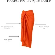 Paréo en lin ajustable orange