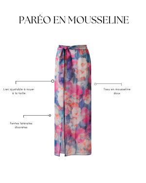 Paréo en mousseline floral