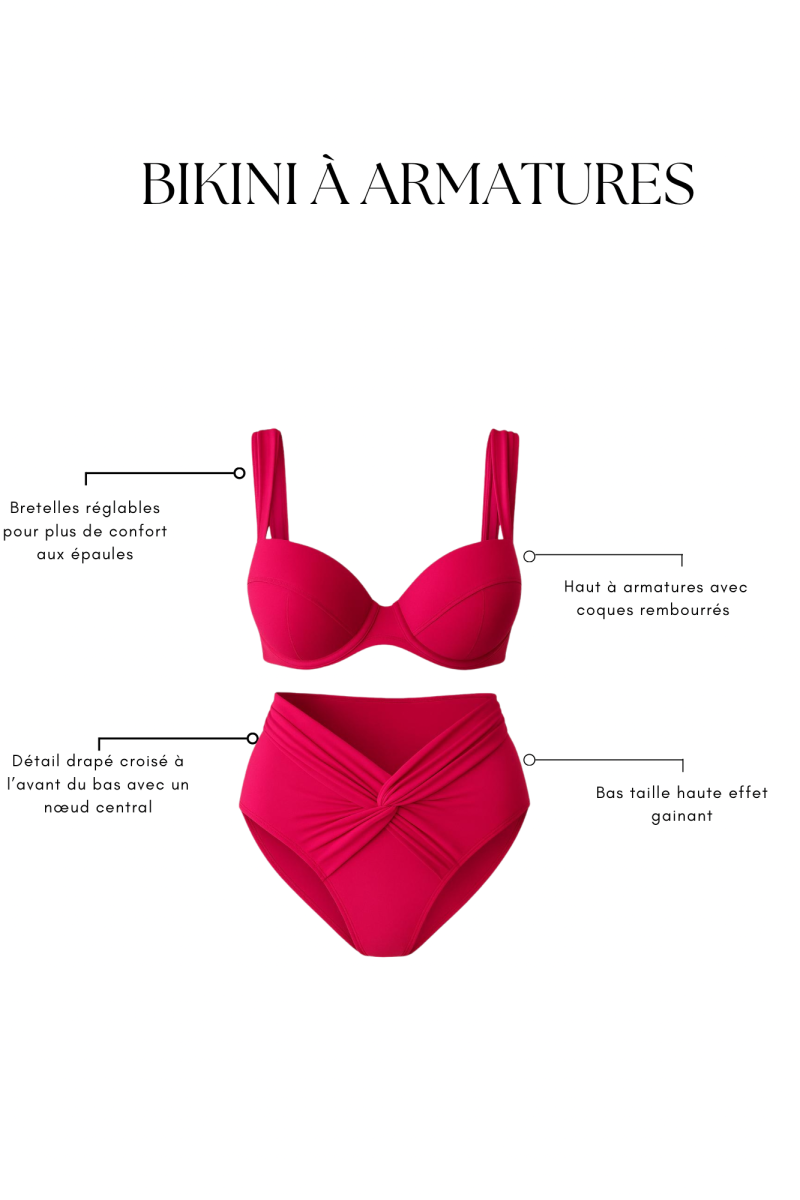 Bikini à armatures rose