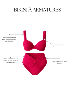 Bikini à armatures rose