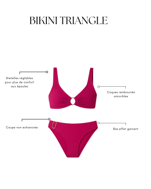 Bikini triangle avec anneaux rose