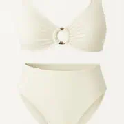 Bikini triangle avec anneaux blanc crème