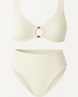 Bikini triangle avec anneaux blanc crème