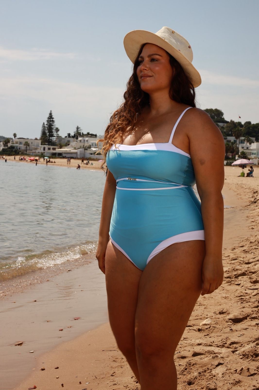 Maillot de bain une pièce “Riviera” shiny bleu ciel