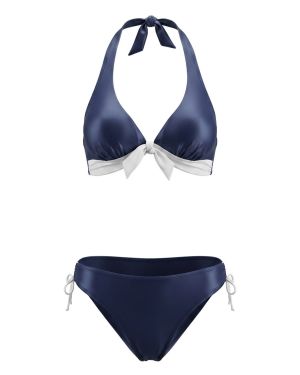 Bikini “Bicolore” shiny bleu marine