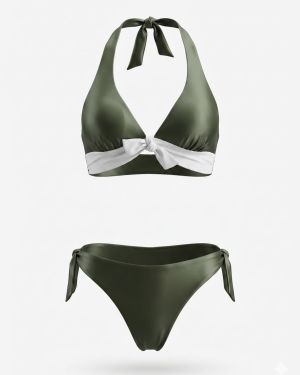 Bikini “Bicolore” shiny vert militaire